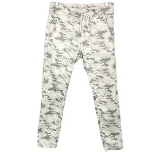 Bevy Flog Shely Jogger Pants White Gray Camo Drawstring Cotton Blend Size 28